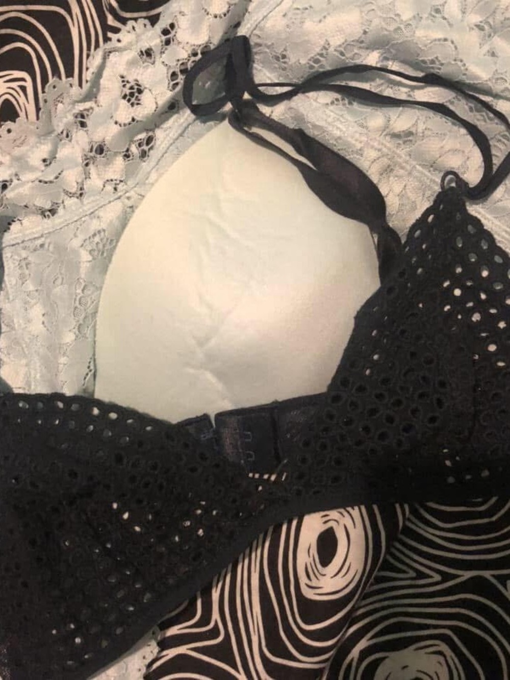 Christian Dior Vintage Navy Eyelet Lace Bralette - Women Intimates & Sleepwear